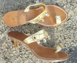 Miss Trish of Capri Italian Gold/Crystal Sandal